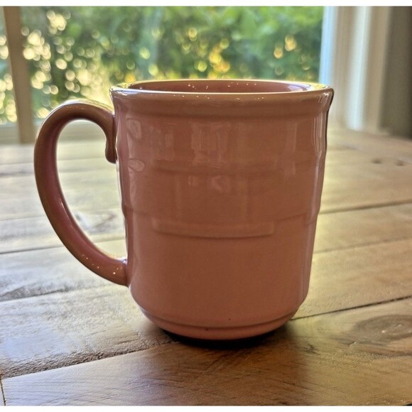 Longaberger Pottery Coffee Cup Mug Woven Traditions Horizon of Hope Pink Used - Picture 1 of 9